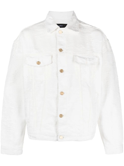 Purple Brand P027 Textured Shirt Jacket In Blanco