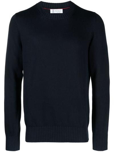Brunello Cucinelli Crew-neck Sweater In Azul Oscuro