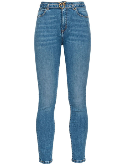Pinko Stretch Skinny Jeans With Belt In Medium Vintage Wash