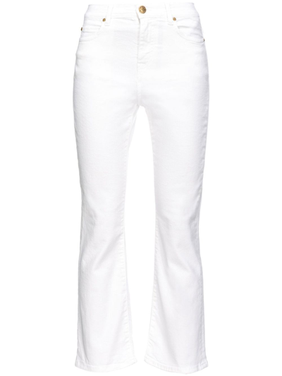 Pinko Pantalon Bootcut En Bull De Coton In Blanc + Blanc