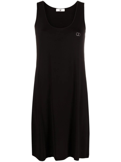Twinset `oval T Logo` Mini Dress In Black  