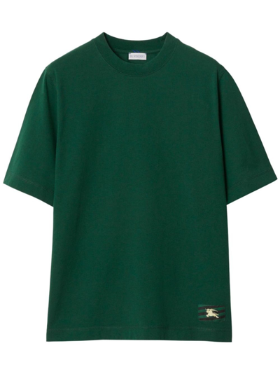 Burberry Equestrian Knight Cotton T-shirt In Green