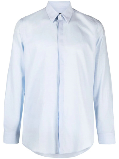 Fendi Ff Monogram-jacquard Cotton Shirt In Blue