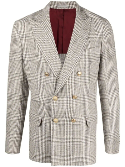 Brunello Cucinelli Tailored Jacket Houndstooth Pattern In Multi
