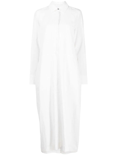 Jil Sander Linen Long-sleeve Shirt Dress In White