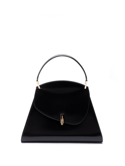 Ferragamo Medium Prisma Leather Top Handle Bag In Black  