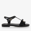 DOLCE & GABBANA TEEN GIRLS BLACK PATENT LEATHER SANDALS