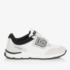 DOLCE & GABBANA TEEN WHITE MESH & SUEDE DG VELCRO TRAINERS