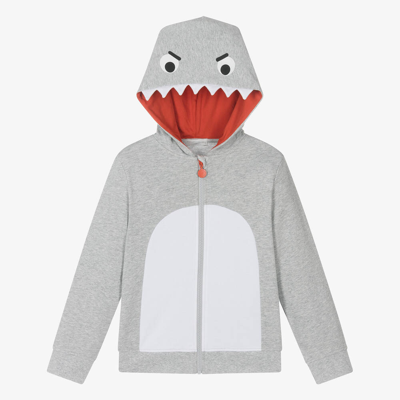 Stella Mccartney Babies'  Kids Boys Grey Shark Organic Cotton Hoodie