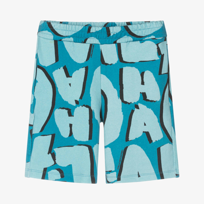 Stella Mccartney Kids Teen Boys Blue Cotton Aloha Print Shorts