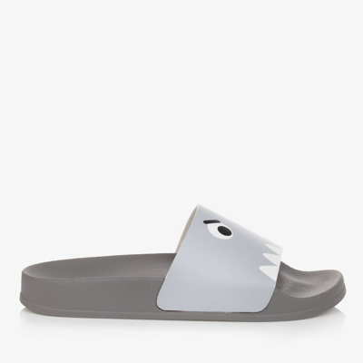 Stella Mccartney Kids' Gray Slippers For Boy With Shark In Grey