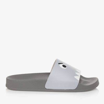 Stella Mccartney Kids' Grey Slippers For Boy With Shark In Grey