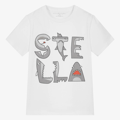 Stella Mccartney Kids Teen Boys White Cotton Shark T-shirt