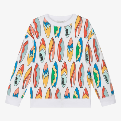 Stella Mccartney Kids Teen Boys White Cotton Surfboard Sweatshirt