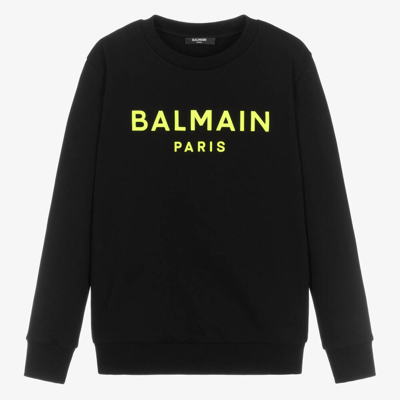 Balmain Teen Black Cotton Jersey Sweatshirt