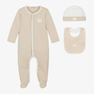 Dolce & Gabbana Beige Cotton Babysuit Gift Set