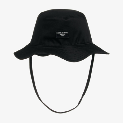 Dolce & Gabbana Babies' Black Cotton Bucket Hat