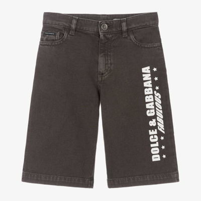 Dolce & Gabbana Kids' Denim Bermuda Shorts In Black