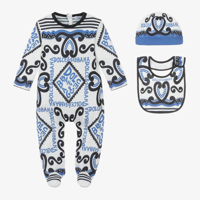 Dolce & Gabbana Baby Boys Blue Marina Print Babysuit Gift Set