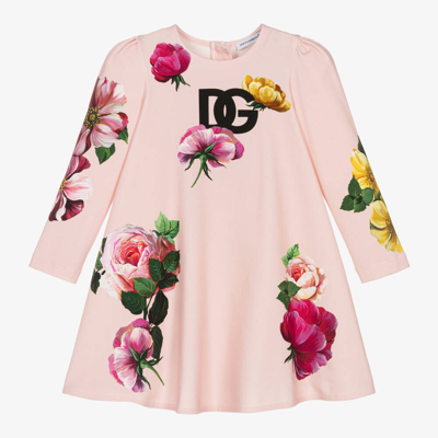 Dolce & Gabbana Babies' Girls Pink Floral Jersey Dress