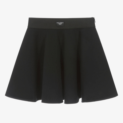 Dolce & Gabbana Teen Girls Black Cotton Jersey Skater Skirt