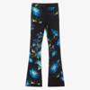 Dolce & Gabbana Teen Girls Black Flared Viscose Leggings In Blue