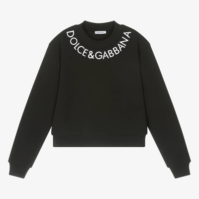 DOLCE & GABBANA TEEN GIRLS BLACK COTTON SWEATSHIRT