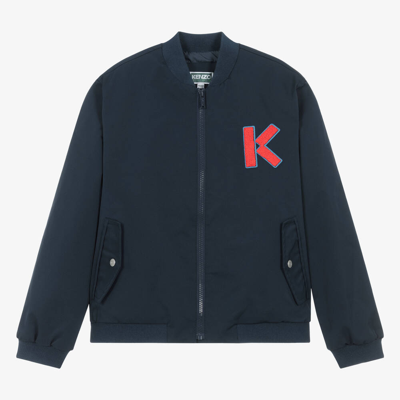 Kenzo Kids Teen Navy Blue Zip-up Bomber Jacket