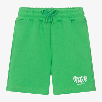 Msgm Babies'  Boys Green Cotton Jersey Shorts