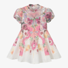 MARCHESA COUTURE GIRLS PINK & IVORY FLORAL COTTON DRESS