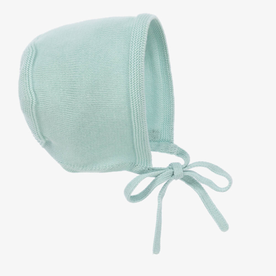 Paz Rodriguez Green Cotton Knit Baby Bonnet