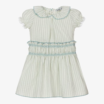 Babidu Babies' Girls Mint Green Striped Cotton Skirt Set