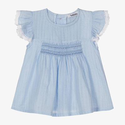 Babidu Babies' Girls Cornflower Blue Cotton Dress
