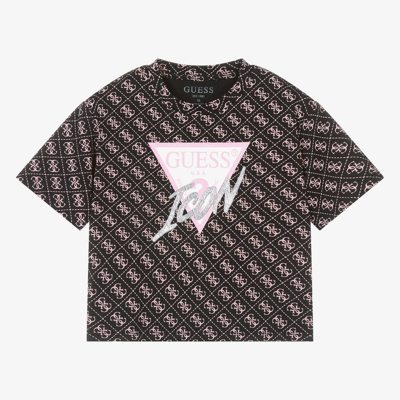 Guess Teen Girls Black & Pink Cotton T-shirt