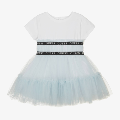 Guess Baby Girls Blue Cotton & Tulle Dress