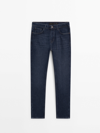 Massimo Dutti Slim-fit Enzymatic Jeans In Indigo