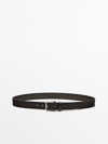 Massimo Dutti Nappa Leather Belt In Green