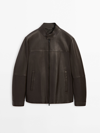 Massimo Dutti Brown Nappa Leather Jacket In Brown