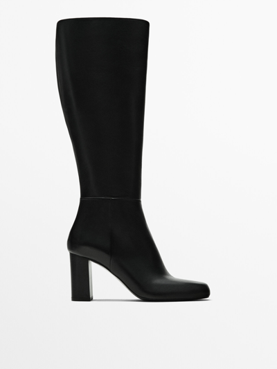 Massimo Dutti High-heel Boots In Black