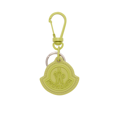 Moncler Collection Logo Leather Key Ring Green In Yellow