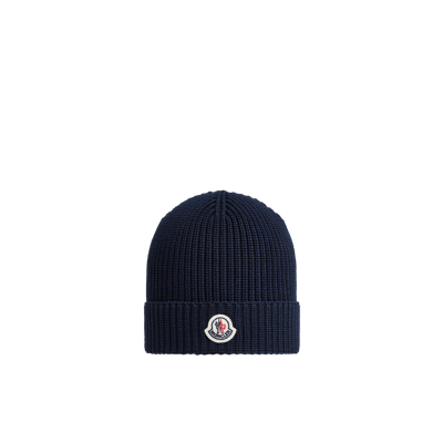 Moncler Kids' Cotton Beanie Blue In Bleu