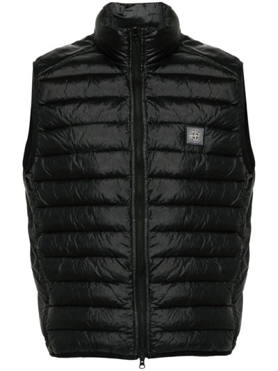 Stone Island Compass-appliqué Gilet In Black