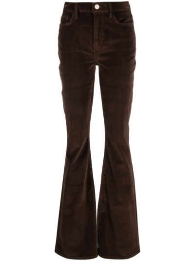 Frame Flared Velveteen Trousers In Brown