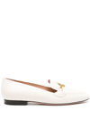 BALLY WHITE EMBLEM LEATHER LOAFERS