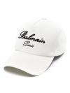 BALMAIN WHITE SIGNATURE LOGO-EMBROIDERED COTTON CAP
