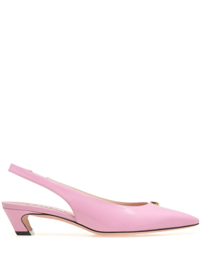 Bally Emblem-plaque Slingback Leather Pumps In Pink