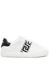Versace White White Black Greca Embroidered Sneakers In White