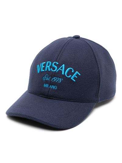 Versace Blue  Milano Stamp Baseball Cap