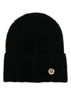 VERSACE BLACK MEDUSA VIRGIN WOOL BEANIE