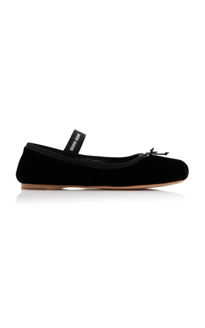 Miu Miu Velvet Ballet Flats In Black